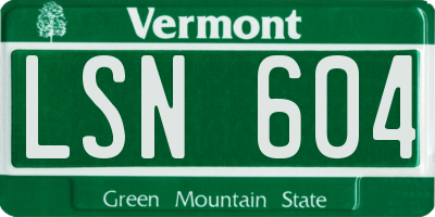 VT license plate LSN604