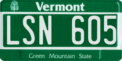 VT license plate LSN605