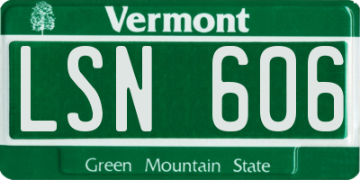VT license plate LSN606