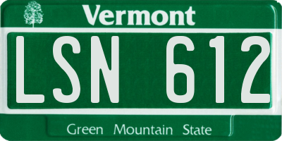 VT license plate LSN612