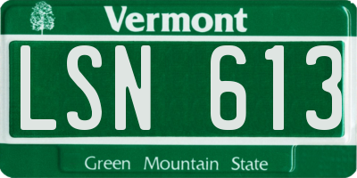 VT license plate LSN613