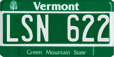 VT license plate LSN622