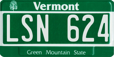 VT license plate LSN624