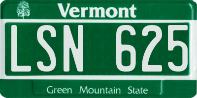 VT license plate LSN625