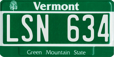 VT license plate LSN634
