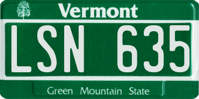 VT license plate LSN635