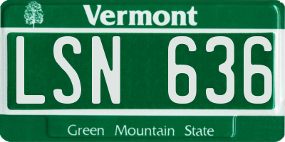 VT license plate LSN636