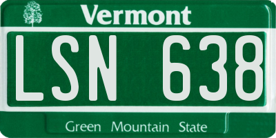 VT license plate LSN638