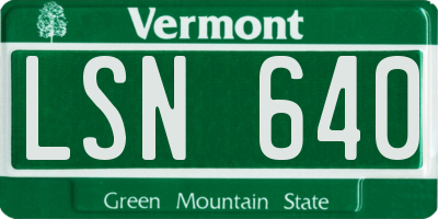 VT license plate LSN640