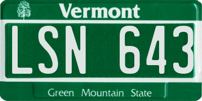 VT license plate LSN643