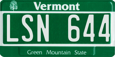 VT license plate LSN644