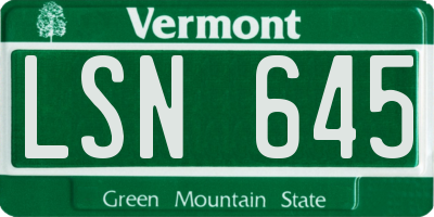 VT license plate LSN645