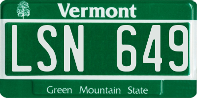 VT license plate LSN649