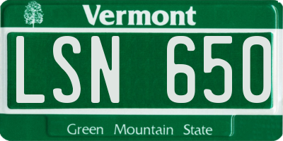VT license plate LSN650