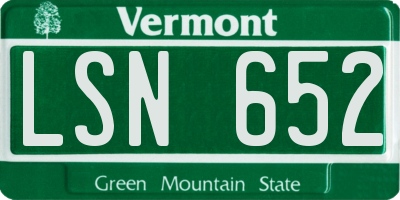 VT license plate LSN652