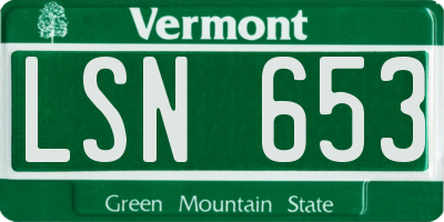 VT license plate LSN653