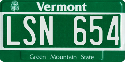 VT license plate LSN654