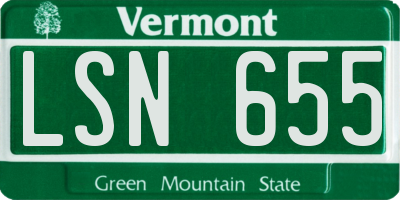 VT license plate LSN655