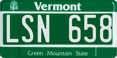 VT license plate LSN658