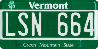 VT license plate LSN664