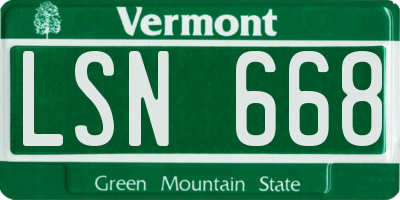 VT license plate LSN668
