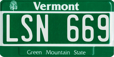 VT license plate LSN669