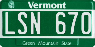VT license plate LSN670