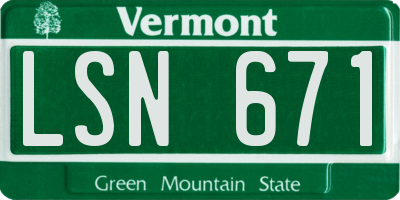 VT license plate LSN671