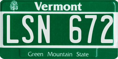 VT license plate LSN672