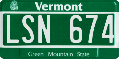 VT license plate LSN674