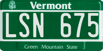 VT license plate LSN675