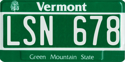 VT license plate LSN678