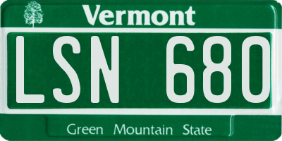 VT license plate LSN680