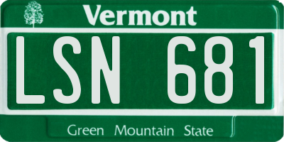 VT license plate LSN681
