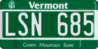 VT license plate LSN685
