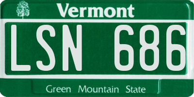 VT license plate LSN686