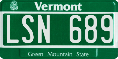 VT license plate LSN689