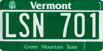 VT license plate LSN701