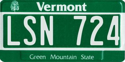 VT license plate LSN724