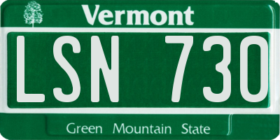 VT license plate LSN730