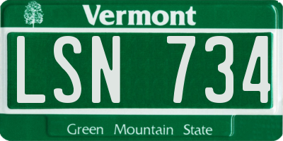 VT license plate LSN734
