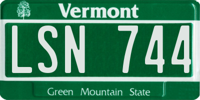 VT license plate LSN744