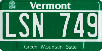 VT license plate LSN749
