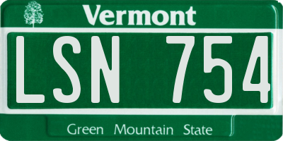 VT license plate LSN754