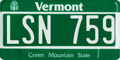 VT license plate LSN759