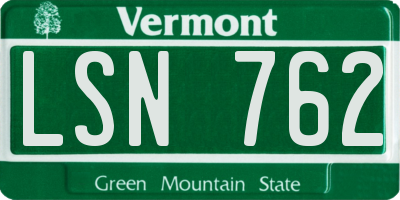 VT license plate LSN762
