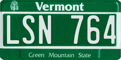 VT license plate LSN764
