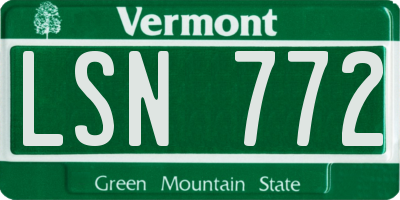 VT license plate LSN772
