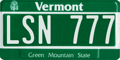 VT license plate LSN777