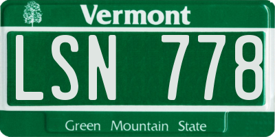 VT license plate LSN778